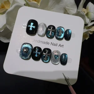 High end Luxury 100%Handmade Exclusively Press on Nails Cat’s Eye All inclusive Hard Materials Can Be Reused