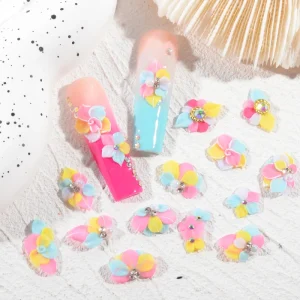 High quality DIY Nail Art Accessories Handmade Resin Colored Flower Nail Stickers 30 Pieces set