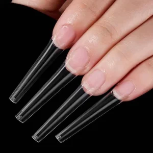 High quality Half Cover No C Curve Xxxl Coffin Nail Tips Tapered Square With Custom Logo