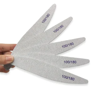 High quality Willow Leaf Shaped Nail File Washable Nail File with Sponge Buffer