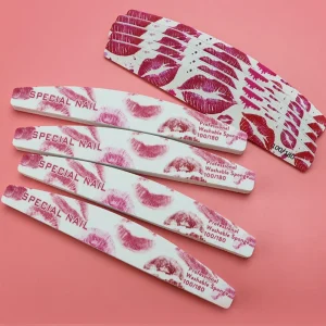 Highly Resilient High Quality Fine Lipstick Print Professional Nail Salon Implement Sponge Nail File