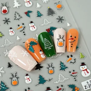 Holiday Promotion Christmas Nail Art Tree Snowman Christmas Nail Decoration 3D Nail Art Sticker Winter Wonderland