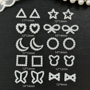 Hollow Out Love Heart ABS Imitation Pearl White Bow Star Moon DIY Handmade Hair Clip Phone Case Decoration Nail Accessories