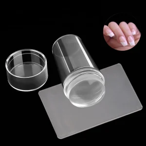 Home Manicure Starter Tool Salon Nail Stamper Kit Transparent Jelly Soft Stamper and Scraper Set