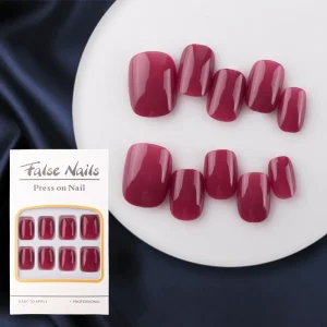 Hot Sales Short Oval Press on Nails Shiny Vegan Artificial False Nail