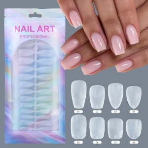 Hot Selling Acrylic False Nails Full Frosted Matte Classical Design Artificial Fingernails