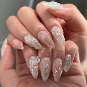 Hot Selling Artificial Finger Nails Art Customized Styles Diamond Inlaid Jewelry Acrylic False Nails Pressed on Nails