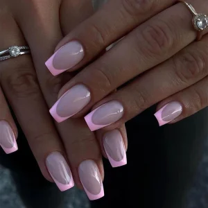 Hot Selling French Designer Square Professional Manufacture Pink False Nails Pressed on False Nail Abs False Nail