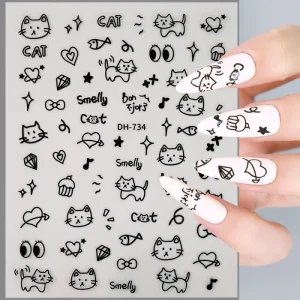 Hot Selling Waterproof Kawaii Graffiti Nail Sticker Nail Accessories Cute Cartoon Nail Salon Accessories DIY Sticker