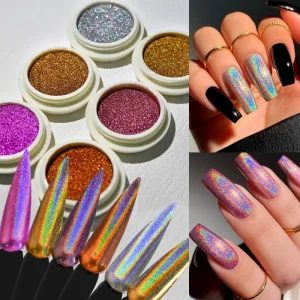 Hot Selling Women’s Nail Art Decoration Laser Mirror Magic Sequin Powder Cross Border Rainbow Super Glitter for Stylish Nails