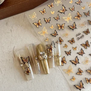 Hot Stamping Butterfly Nail Art Stickers 5D Embossed Self-Adhesive Autumn Winter Nail DIY Art Nail Accessories