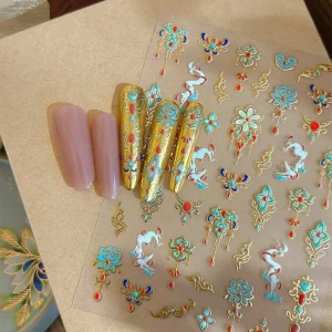Hot Stamping Flower Patterns Nail Art Decals Decoration 3d Plastic Luxury Designs Nail Supplies