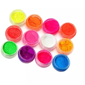 Hot selling Nail Art Accessories Patch 12 color Fluorescent Powder Set Moon logo Model 3543 Nail Decoration Stock