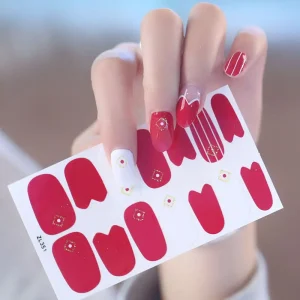 HuiZi Girl’s Decoration Wraps Lace Nail Stickers Korea Semi cured Gel Strips