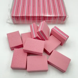 In Stock Pink Double Sides 100 180 Disposable Mini Nail File Buffer Sponge Block