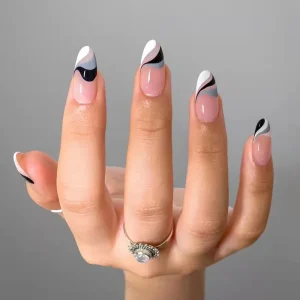 Ink Wave Acrylic High Quality False Artificial Tips Art Press on Nails