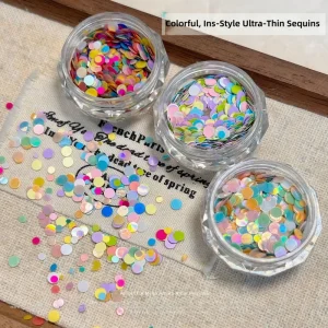 Ins Style Colorful Ultra-thin Round Nail Sequins Summer Korean Pop Mixed Color 3D Holographic for DIY Manicure Decorations