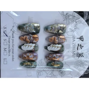 JIAZHIMU Oval Square Coffin Almond Newly Handmade Artificial Nail Tips Easy for Beauty