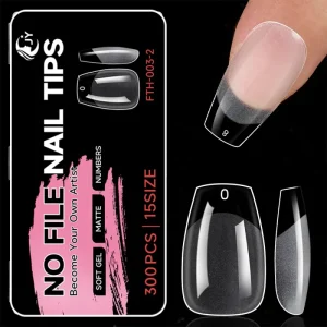 JIEYU 300Pcs Fake Nails Easy to Take Out Medium Half Matte Full Cover Trapezoidal Fake Nails Nail Technician Fake Nails Handmade