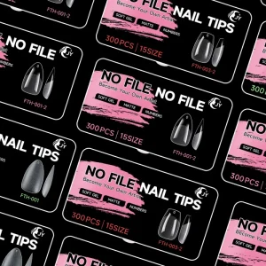 JIEYU 300Pcs PMMA Medium Half Matte Full Cover Design High Flexibility Trapezoid Lady Nail Fake for Nail Art Technical Schools