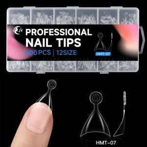 JIEYU Half Cover Short Clear Acrylic ABS Nails Transparent Detachable French Crescent Madam for Home DIY Nail Salons