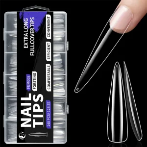 JIEYU PMMA ABS Half Full Cover Nail Tips Natural Color False Nails for Salon Acrylic Manicure