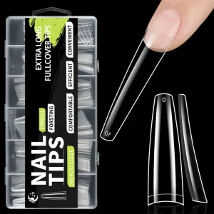 JIEYU PMMA ABS Natural Nail Tips Full Cover Press On False Nails for Gel Polish Nail Art