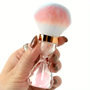 JIY OEM Professional Soft Nylon Cleaning Powder Remove Brush Gel Nail Manicure Tool Plastic Handle Nail Art Dust Brush