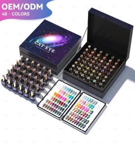 JTING Nail Trend 48colors Collection Diamond Reflective Galaxy Magnetic Cat Eye Gel Polish Set Box OEM Nail Polish Supplies