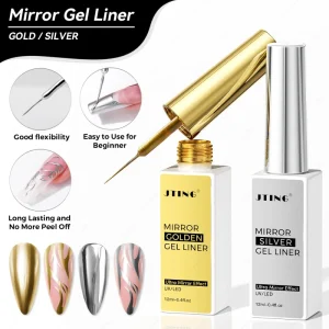 JTING New Design Golden Silver Metal Liner Gel 12ml Nail Art Soak Off Painting Liner Gel Polish UV LED Gel Nail Supplier