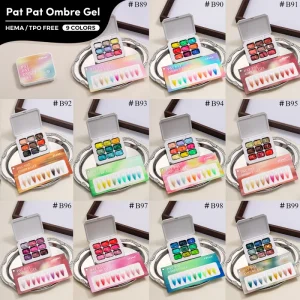 JTING New HEMA TPO Free 9 Colors Pat Pat Ombre Nail Patting Gel Palette Blending Smooth Even Nail Gel Polish Set For Nail Salon