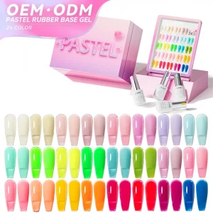 JTING Professional Create Brand Custom Pastel Rubber Base Collection 24color Set Box Nail Gel Supplies Rubber Base Nail Polish