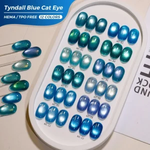 JTING TPO Hema Free Custom 12colors Tyndall Blue Cat Eye Gel Nail Polish Collection OEM 15ml Cat Eye Gel Polish Salon Supplies