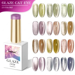 JTING Unique Effect 12colors Glaze Cat Eye Gel Polish UV LED Nail Art Cat Eye Gel With Flash Powder Professional Brand Custom