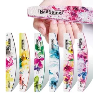 Japanese High Grade Sandpaper Half Moon Nail File Polisher Buffer Printing Manicure Sanding Polishing Tools With Multiple Grit