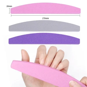 Japanese Korea Quality Washable High Elastic 6 Colors Half Moon Nail Buffer Files 100 180 Grit Eva Nail Buffer