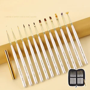 Japanese Professional White Wood Handle Nail Brush Manufacturer Set Floral Liner Ombre French Gel Nail Brushes Set
