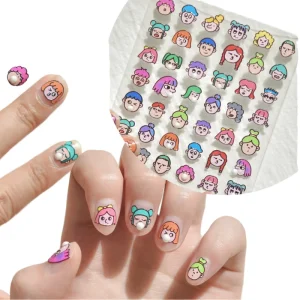 Japanese Stationery 3D Embossed Nail Stickers Cute Graffiti Design for DIY Nail Decoration Plastic Art Accessories