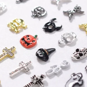 Japanese Style 3D Halloween 34 Designs Spider Skull Hand Pumpkin DIY Nail Art Charms Alloy for Manicure Jewelry