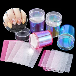 Jelly Silicone Nail Stamper with Scraper Transparent Nail Templates Stamp for Stamping Polish Printing Manicure Tools