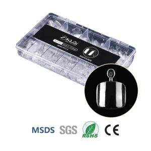 Jelly Straight Tip Nails Full Cover Clear Short Square Toe Nail Tips 504pcs box