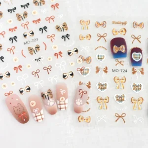 Kawai Nail Art Stickers Sweet Brown Colors Series Bow for Nail Print 3D Nail Art Sticker Nail Art Sticker Decals Decoration