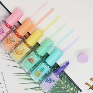 Kawaii 6pcs Fruit Scented Nail Polish Highlighter Marker Pen Assorted Colors Cute Design School Supplies Gift Set