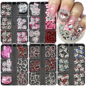 Kawaii Cute Cartoon Butterfly 3D Nail Art Decorations Metal Alloy Cat Nail Charms Accessory