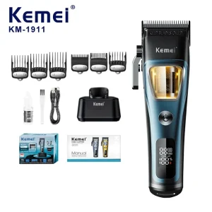 Km-1911 2500MAH 7500RPM 5W Adjustable Stainless Steel Blade Cordless Hair Clipper Barbering Cutter Machine Charging Dock