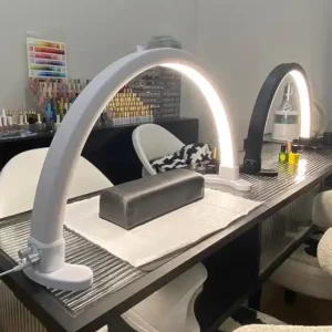 Knobs Control Dimmer Half Moon Nail Desk Lamp for Lashes Extension Eyebrows Round Crystal Acrylic Lighting Lamp for Nails