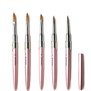 Kolinsky Acrylic Art Pink Nail Brush Germany Professional #2 #12 Metal Acrylic Gel Polish Brush