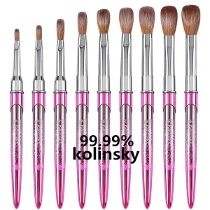 Kolinsky Acrylic Nail Brush Set 3D Pure Handmade Nail Brushes for Acrylic Application Nail Art Brushes