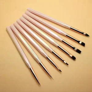 Kolinsky Acrylic Nail Brush Set Customizable with Your Logo Metal Handle Nylon Oval Hair Brushes for Professional Nail Art