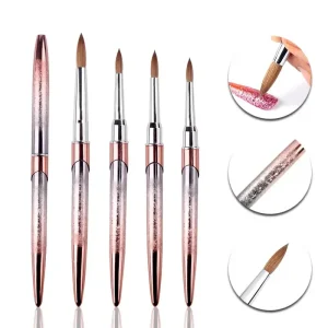 Kolinsky Acrylic Nail Brushes Sizes 2-18 Metal Handle Nail Art Brushes